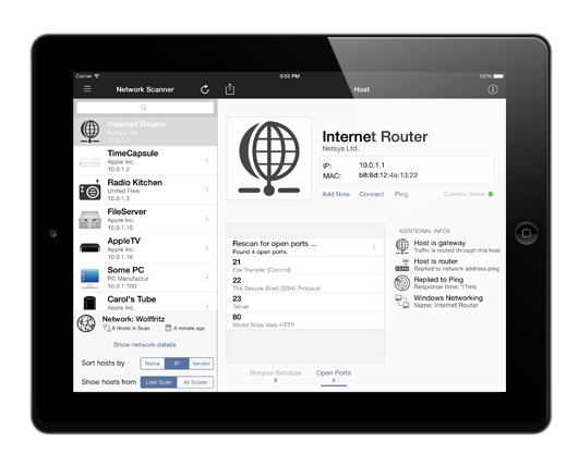 iNet Pro Networkscanner for iPad